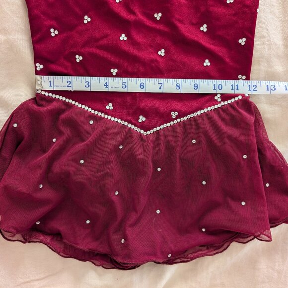 Maroon Ice Figure Skating Leotard Dress Small/Medium - Picture 5 of 11